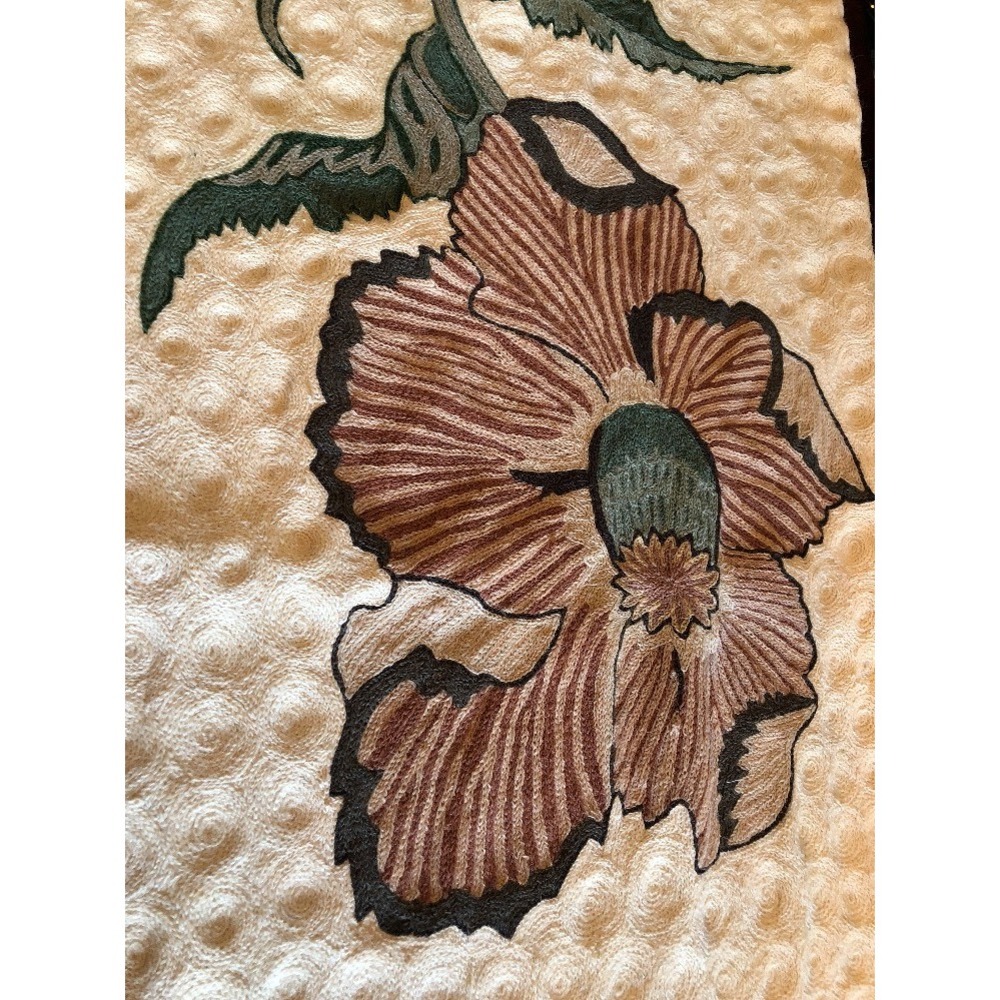 Embroidered Wall Hanging Art Modern Floral Boho Decor Andraab Textiles Lg Wool - Picture 4 of 15